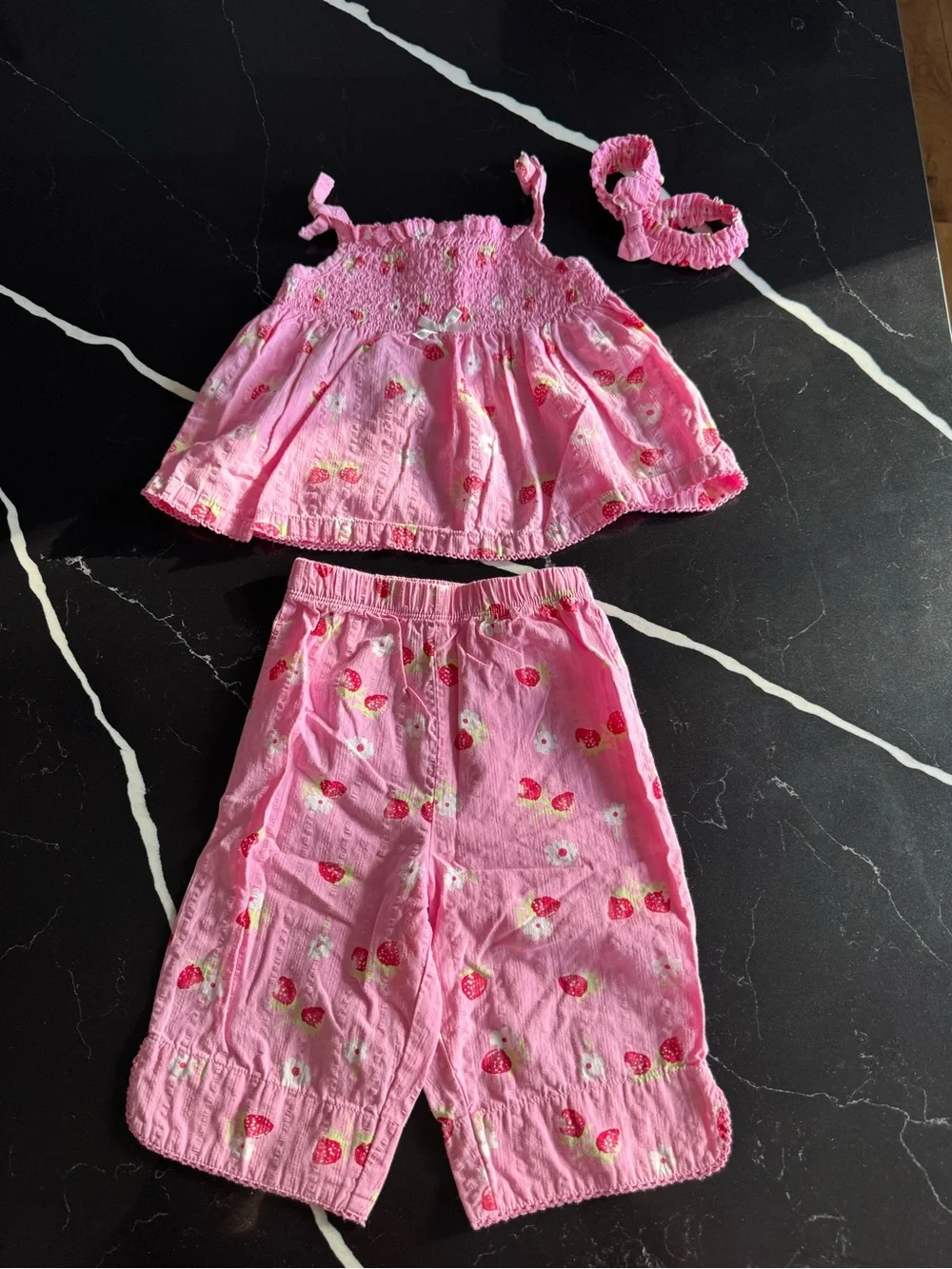 Pink y2k Strawberry Print Two-Piece Toddler Set
